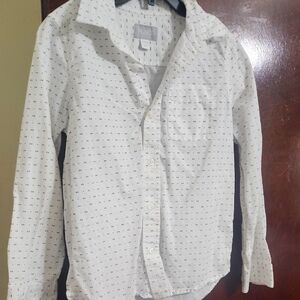 Children's Place White Casual Button Down Shirt with Geometric Pattern